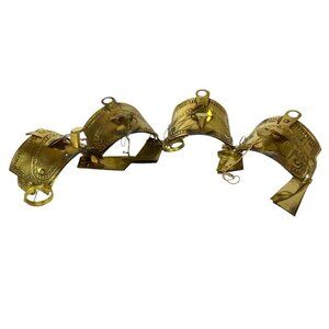 Vintage India Exotics Set of 4 Handcrafted Brass Saddle Christmas Ornaments